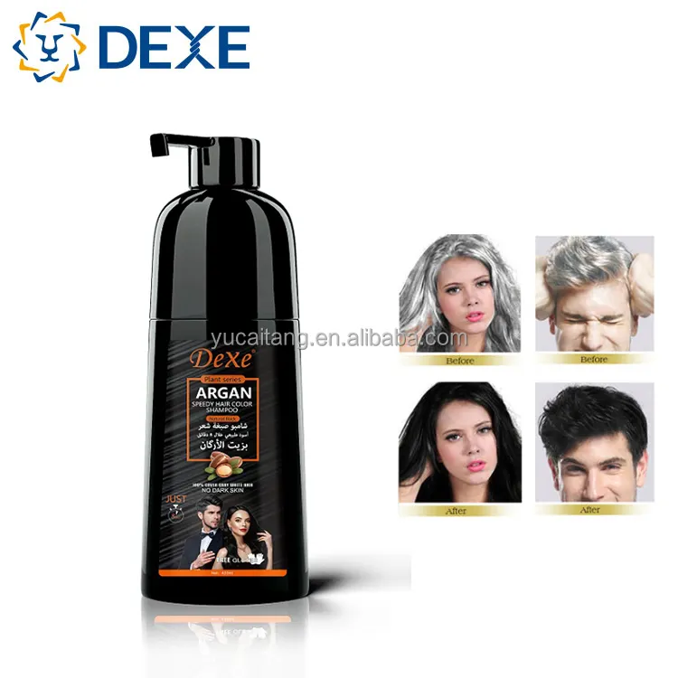 DEXE Cinema Speed Argan Oil Black Hair Color Shampoo Dye No Dark Skin 100% Cover Gray White Hair Original Factory Private Label