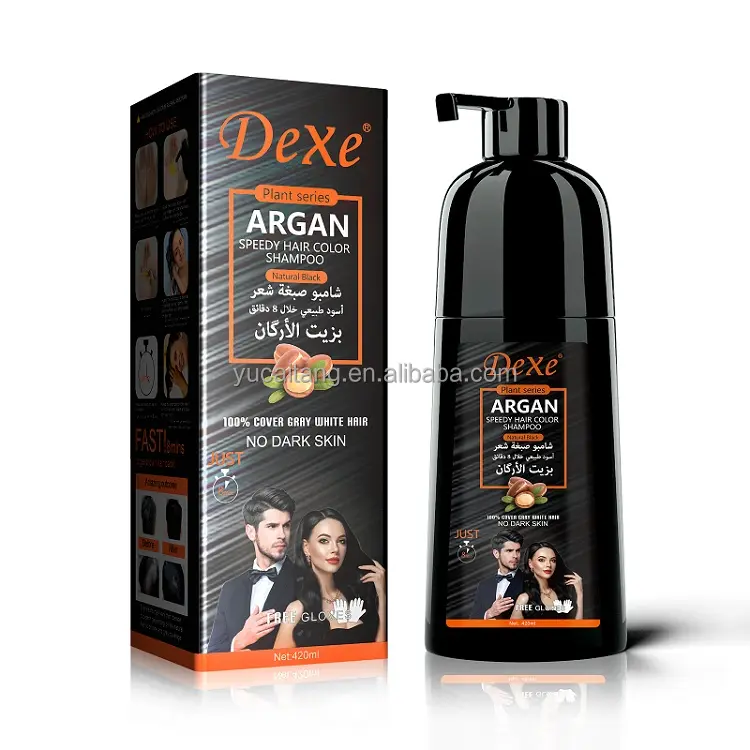 For Cinema Speedy Dyeing Black Natural Argan Oil Herbal Hair Color Cream 100% Cover Gray White Hair Permanent Factory