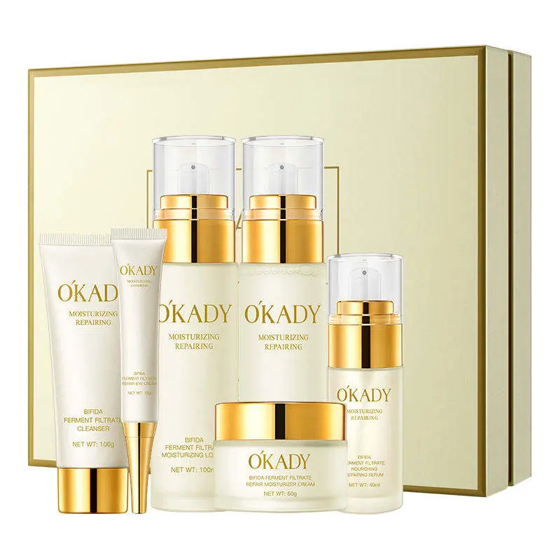 Custom Korean Skin Care 6-Piece Camellia Herbal AHA Anti-Aging Nourishing & Repair Facial Kit Unisex Style