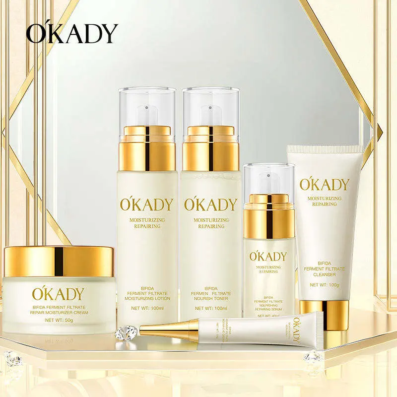 Custom Korean Skin Care 6-Piece Camellia Herbal AHA Anti-Aging Nourishing & Repair Facial Kit Unisex Style