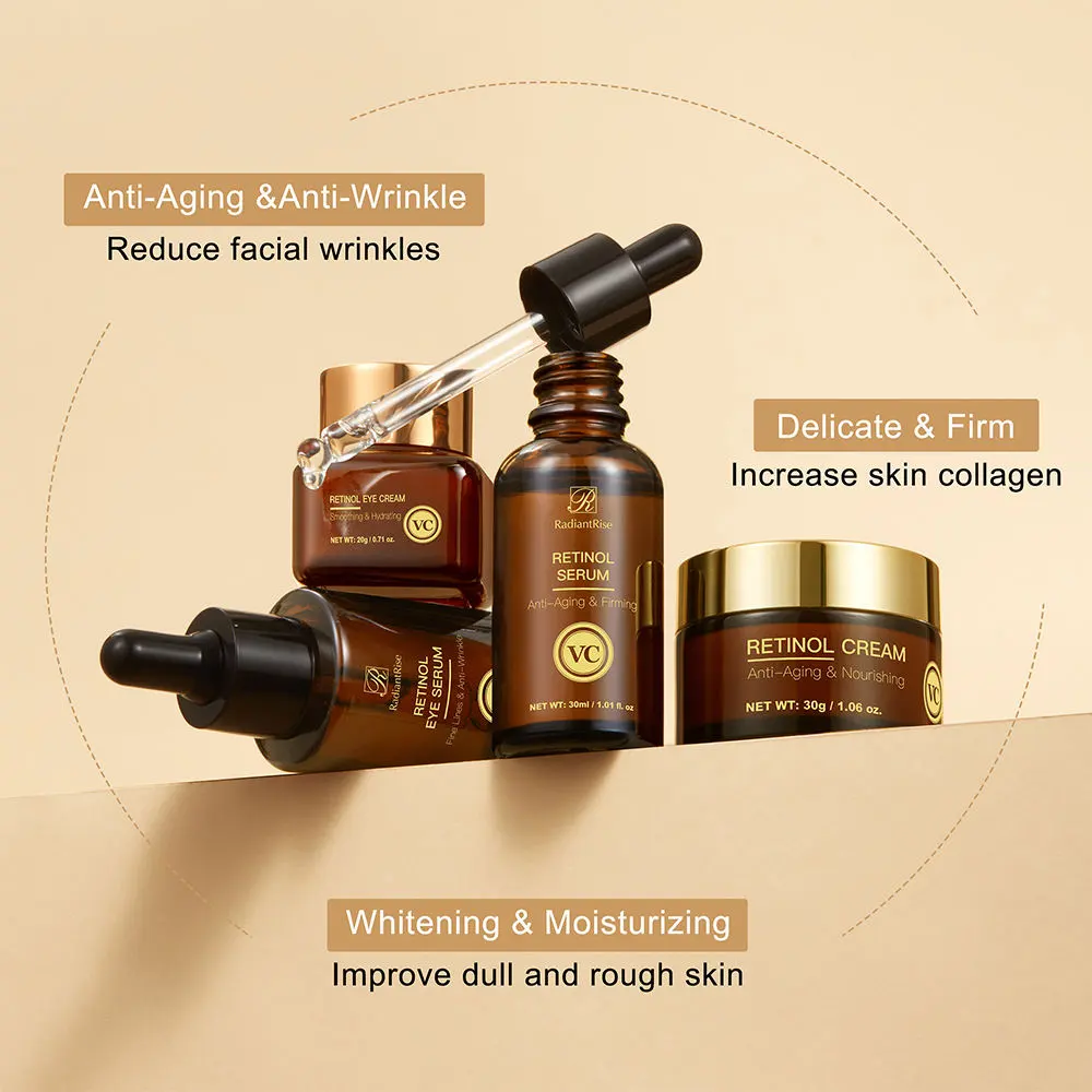 OEM Korean Skincare Astaxanthin Retinol Anti Wrinkle Firming Moisturizing 4 Pieces Skin Care Set for Women Beauty Wholesale