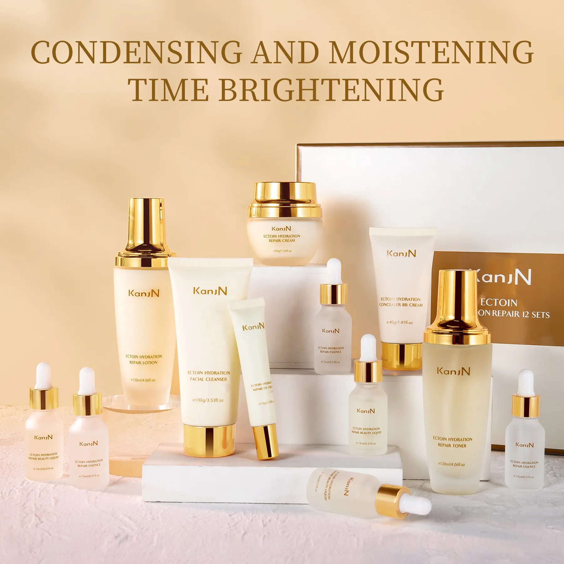 Ectoin Skin Care Set for Women & Men's Hydrating Whitening Repair Skin Barrier Anti Aging Soothing Natural Vegan Skincare Kit