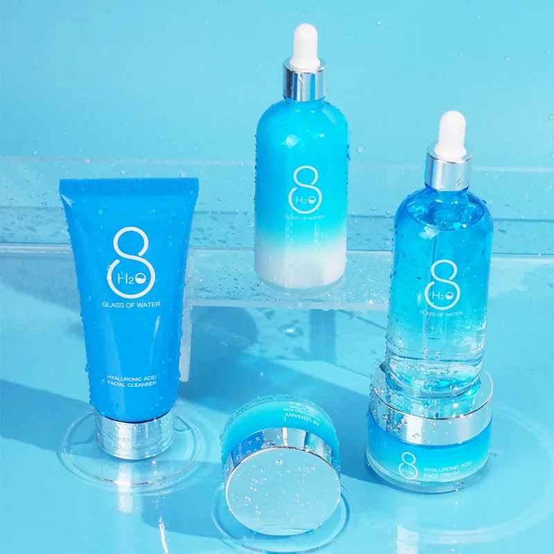 AESTHTANY Hyaluronic Acid 6-Piece Vegan Luxurious Skin Care Set Moisturizing Facial Cleanser Toner Serum Eye Cream