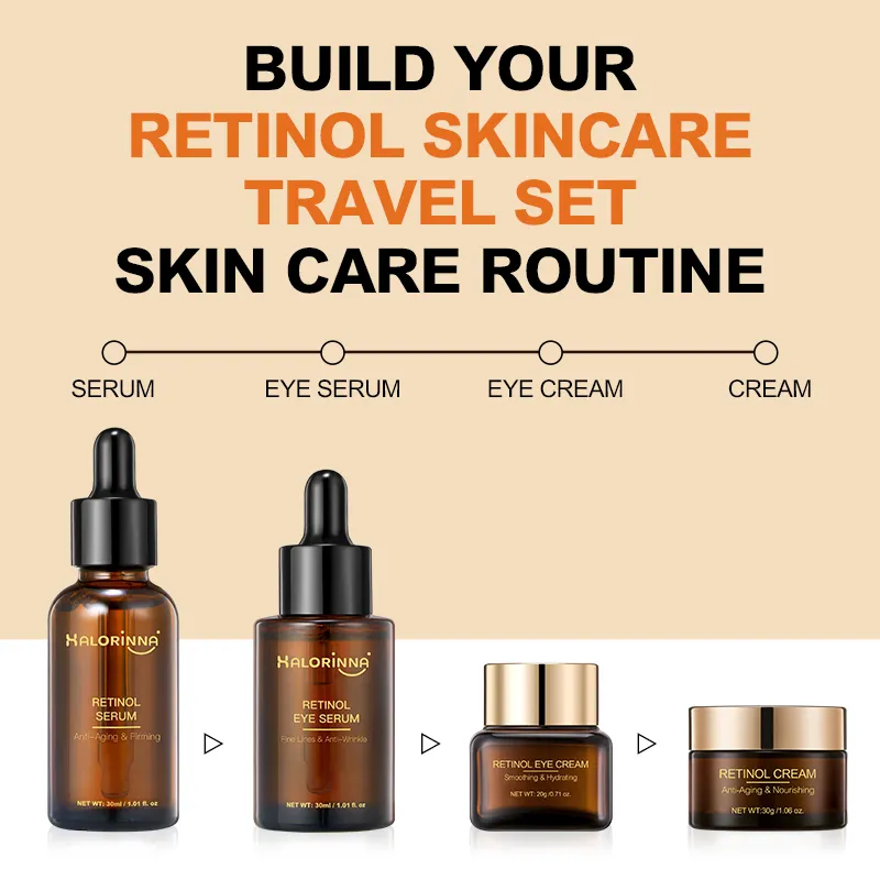 HALORINNA Retinol Daily Skin Care Travel Set Korean Luxury Hydration Glow Portable OEM Custom