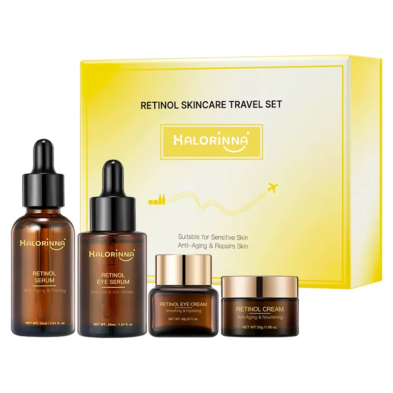 HALORINNA Retinol Daily Skin Care Travel Set Korean Luxury Hydration Glow Portable OEM Custom