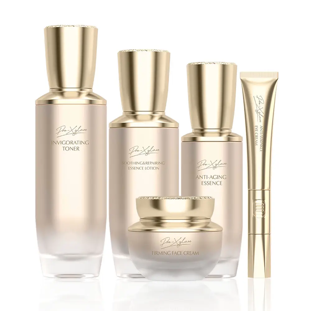 GMPC Factory 5% Pro-Xylane Peptide Firming Skincare Set Age Defying Toner Serum Essence Cream Renewing Kit MoCRA Ready