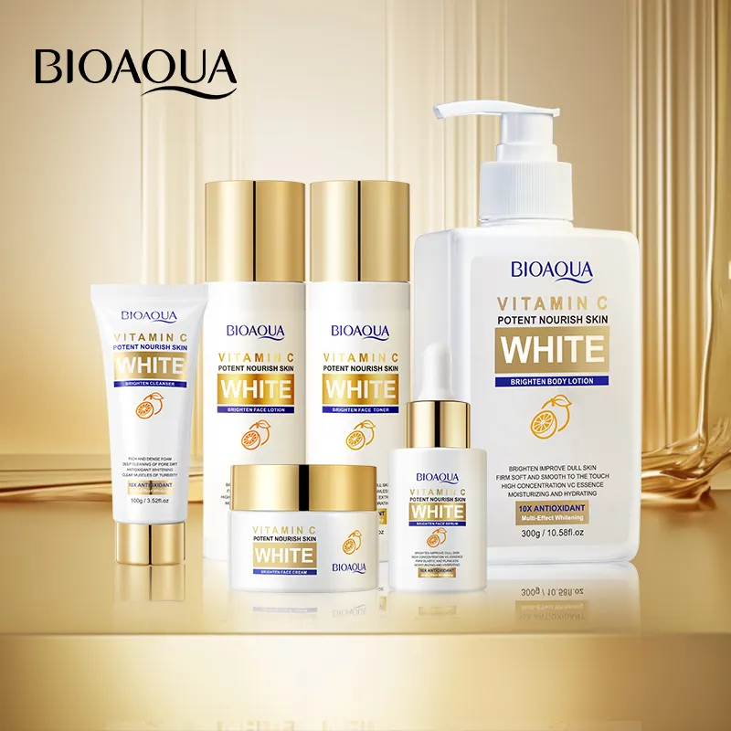 OEM BIOAQUA Custom Logo Vegan Vitamin C Whitening Skincare Kit Beauty Products Brightening Korean Skin Care Set for Women