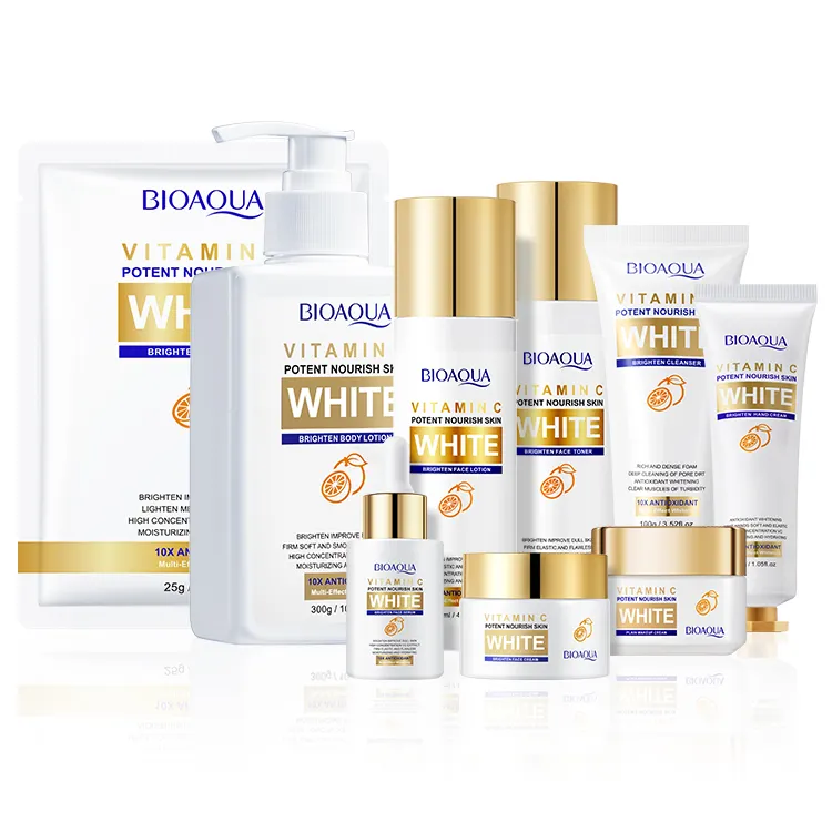 OEM BIOAQUA Custom Logo Vegan Vitamin C Whitening Skincare Kit Beauty Products Brightening Korean Skin Care Set for Women