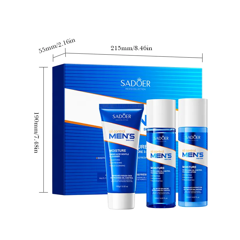 Factory Custom SADOER Natural Men's Facial Skin Care Oil Control Moisturizing Whitening Kit Private Label for Oily Skin