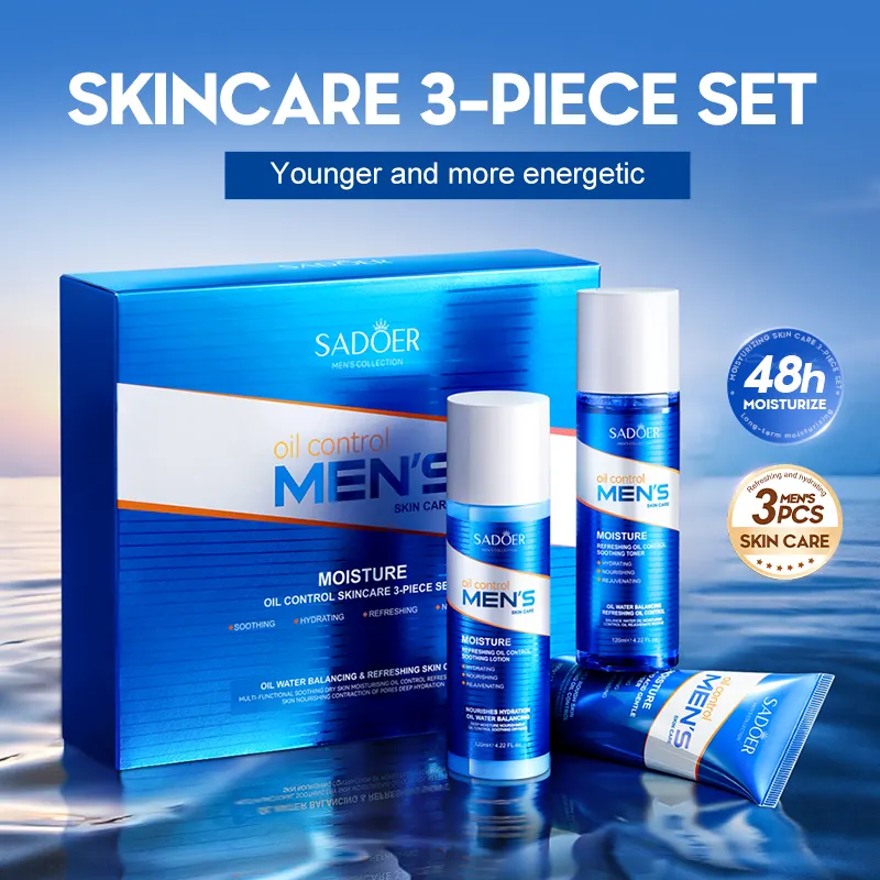 Factory Custom SADOER Natural Men's Facial Skin Care Oil Control Moisturizing Whitening Kit Private Label for Oily Skin