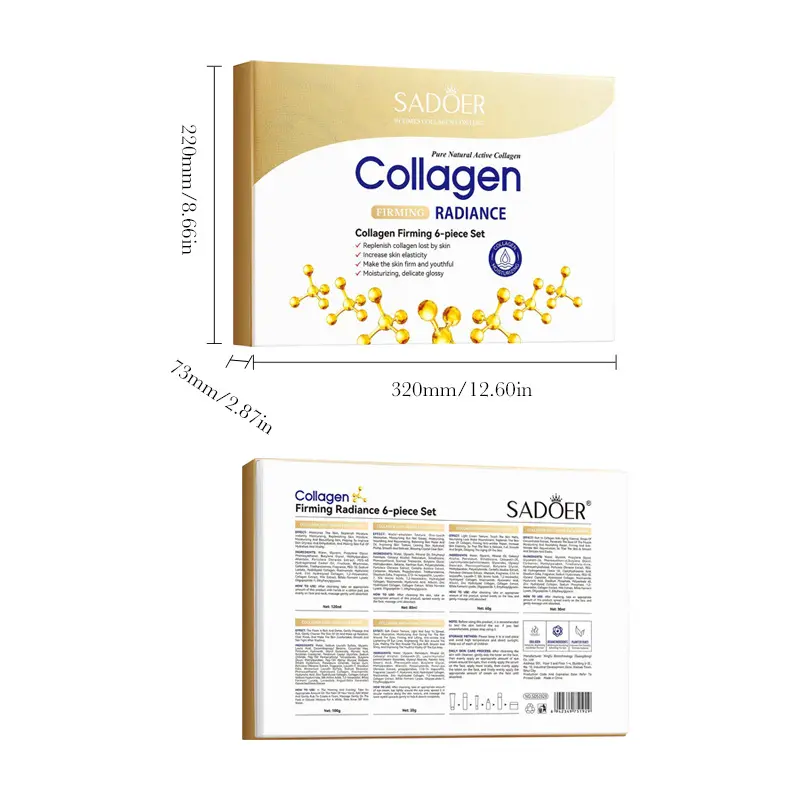 OEM SADOER Best Seller Wholesale Collagen Skincare Kit Women Luxury Whitening and Brightening Skin Care Set for All Skin Types