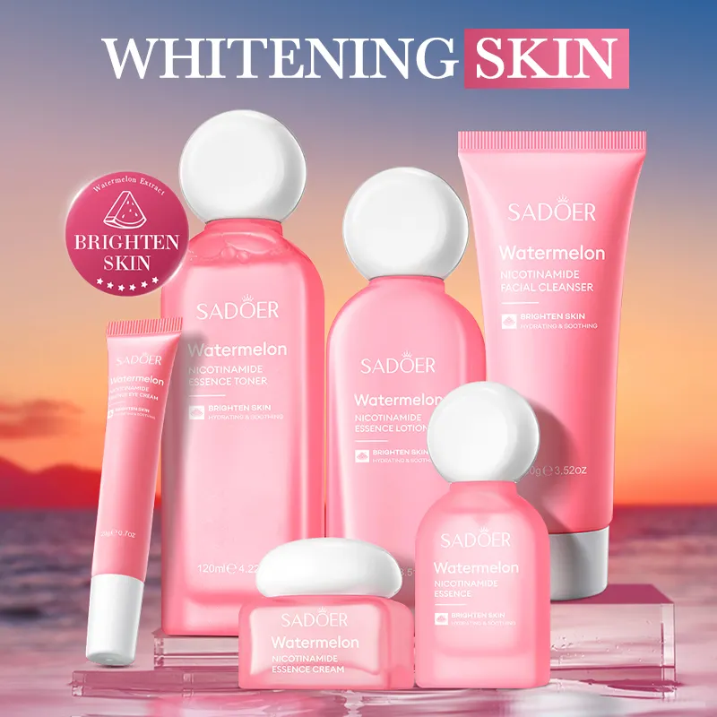 Hot Sale OEM SADOER Natural Vitamin C Watermelon Glow Toner Facial Kit Wholesale Hydrating Soothing Moisturizing Skin Care Set