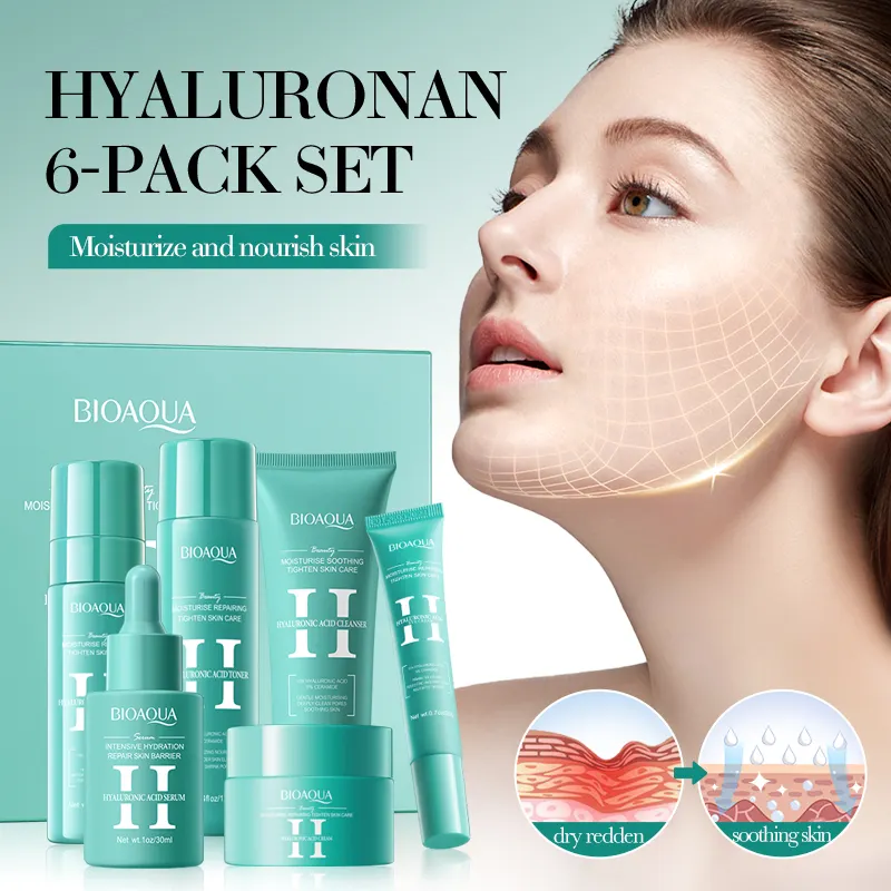 OEM Private Label BIOAQUA Hyaluronic Acid Moisturizing Repair Set Korean Natural Hydra Serum Facial Skin Care Face Cream Lotion