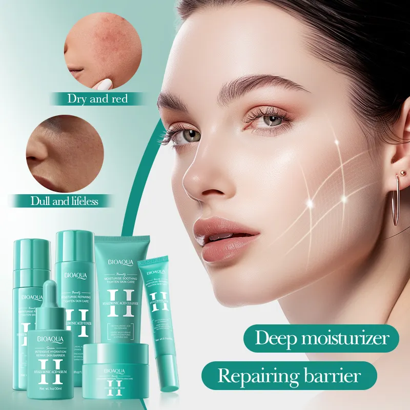 OEM Private Label BIOAQUA Hyaluronic Acid Moisturizing Repair Set Korean Natural Hydra Serum Facial Skin Care Face Cream Lotion