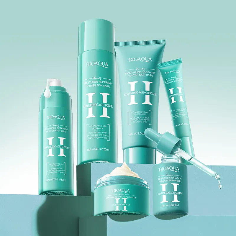 OEM Private Label BIOAQUA Hyaluronic Acid Moisturizing Repair Set Korean Natural Hydra Serum Facial Skin Care Face Cream Lotion