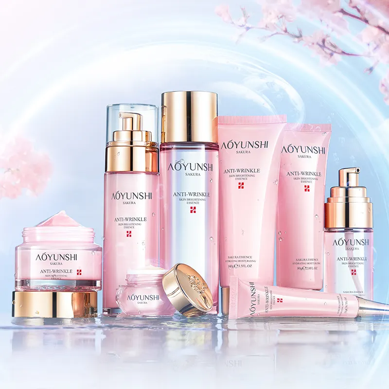 OEM Private Label AOYUNSHI NaturalSakura Anti Wrinkle Moisturizing 8-piece Set Collagen Whitening Hydrating Face Skin Care Set detail