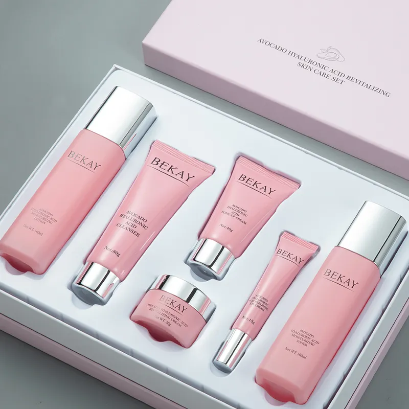 Facial Kit Skincare Product Supplier Avocado Hyaluronic Acid Moisturizing Anti-aging Serum Skin Care Set Brand Customization