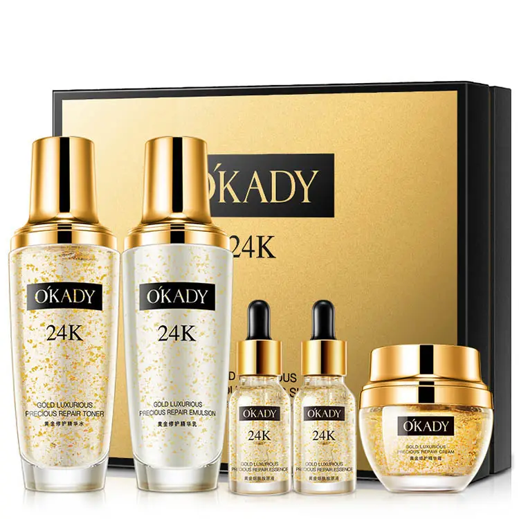 24k Gold & Ceramide Hyaluronic Acid Witch Hazel Daily Light Luxury 5-Piece Whitening Moisturizing Hydrating Skin Care Set