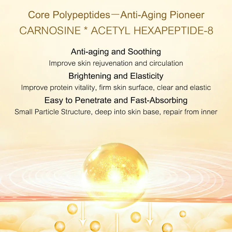 Private Label Anti Aging and Wrinkles Repairing Glow Brightening Time Peptide Golden Laydy 10-pieces Set for Daily Skincare SPA