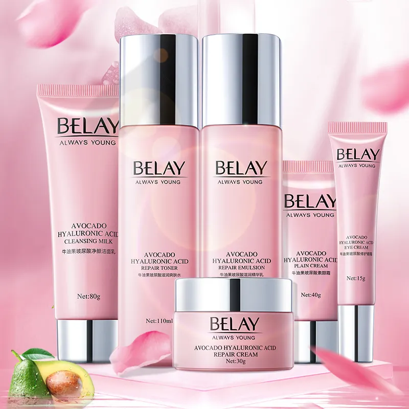 Skin Care Revitalizing for Women Organic Skin Care Product Private Label Hydrating Natural Avocado Essence VC VE Skin Care Set