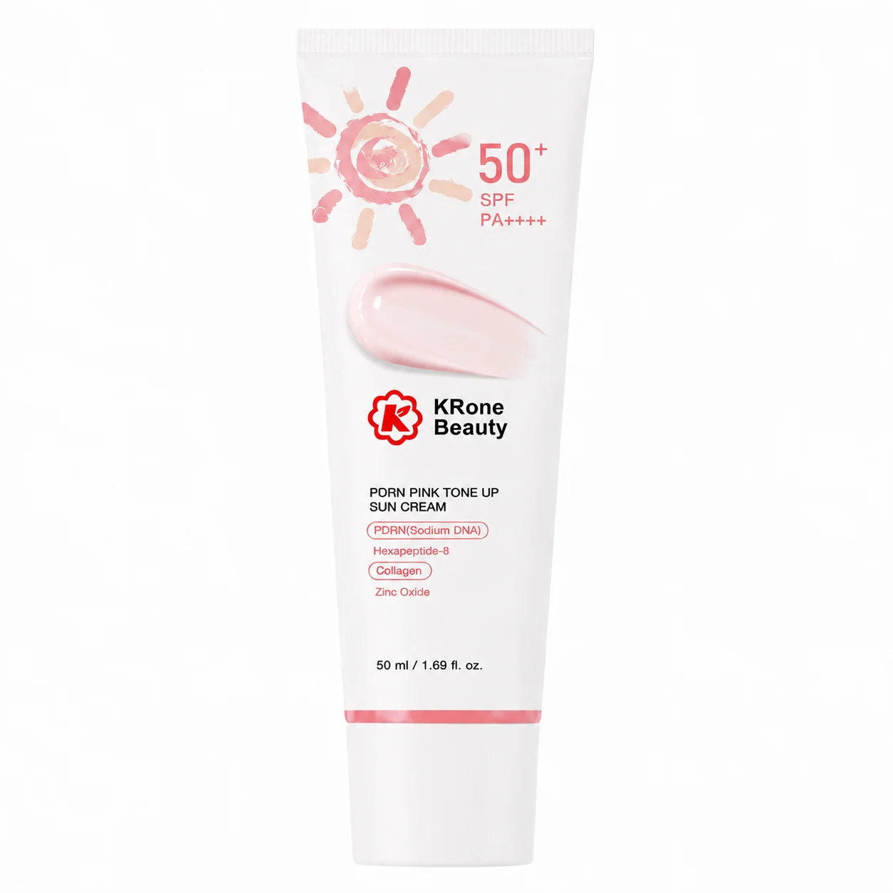 GMPC Factory PDRN Pink Tone Sun Serum Peptide Collagen Firming Sun Cream SPF 50+ PA++++ Brightening Sunscreen for All Skin Types