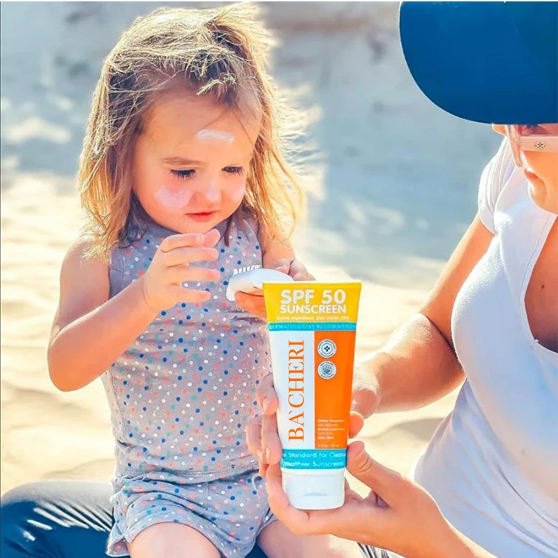 Kangrong ODM OEM Vegan Mineral Sun Lotion SPF 50+ Hyaluronic Acid Water Resistant Baby Sunscreen