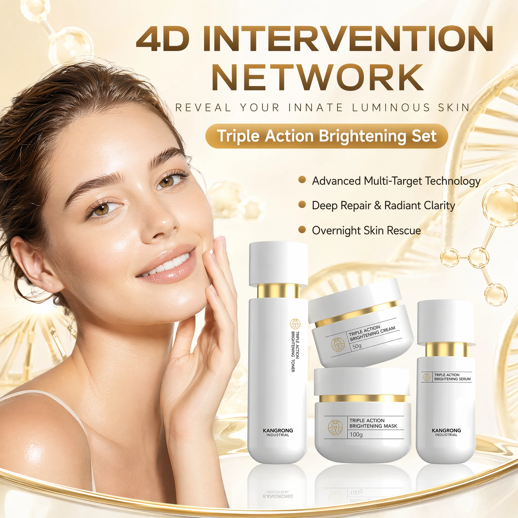GMPC Factory Niacinamide Glutathione Tranexamic Acid Brightening Skincare Set Dark Spot Control MoCRA Ready