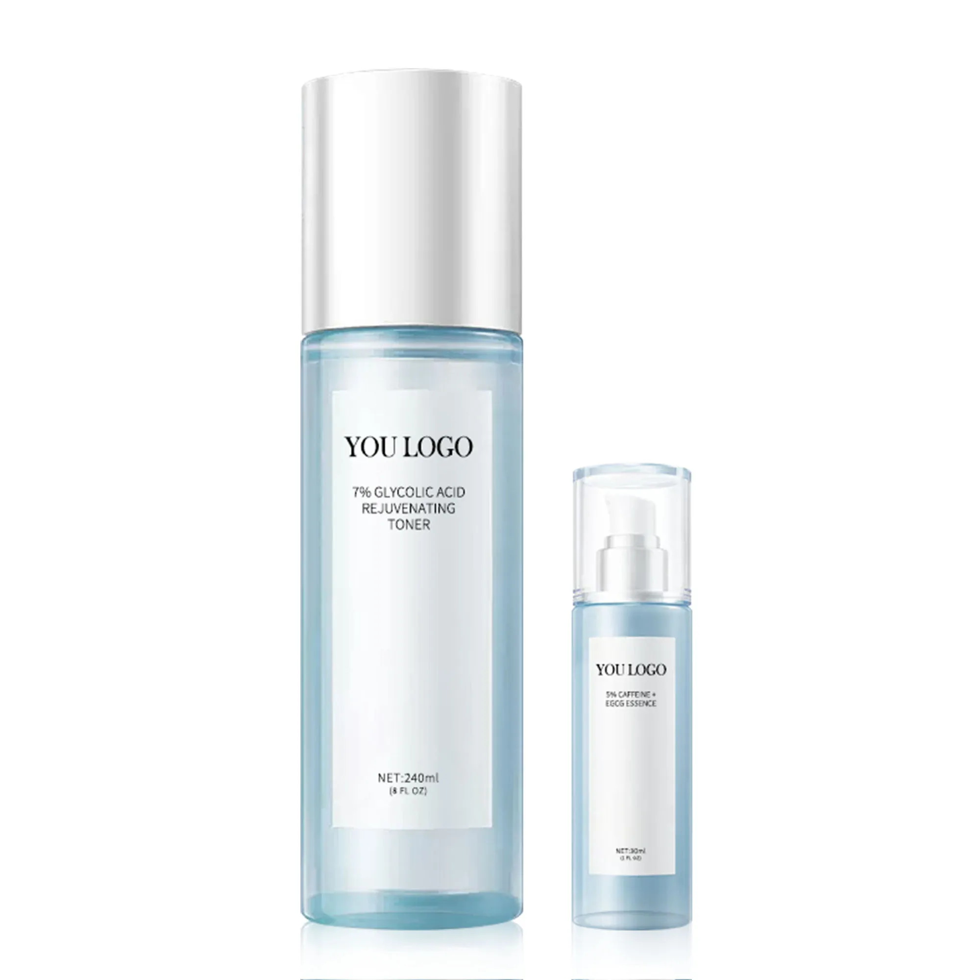 Custom Dual-Product Unisex Adults Skin Care Set Glycolic Acid Toner Caffeine Solution Targets Dead Skin Cells Dark Circles Skin