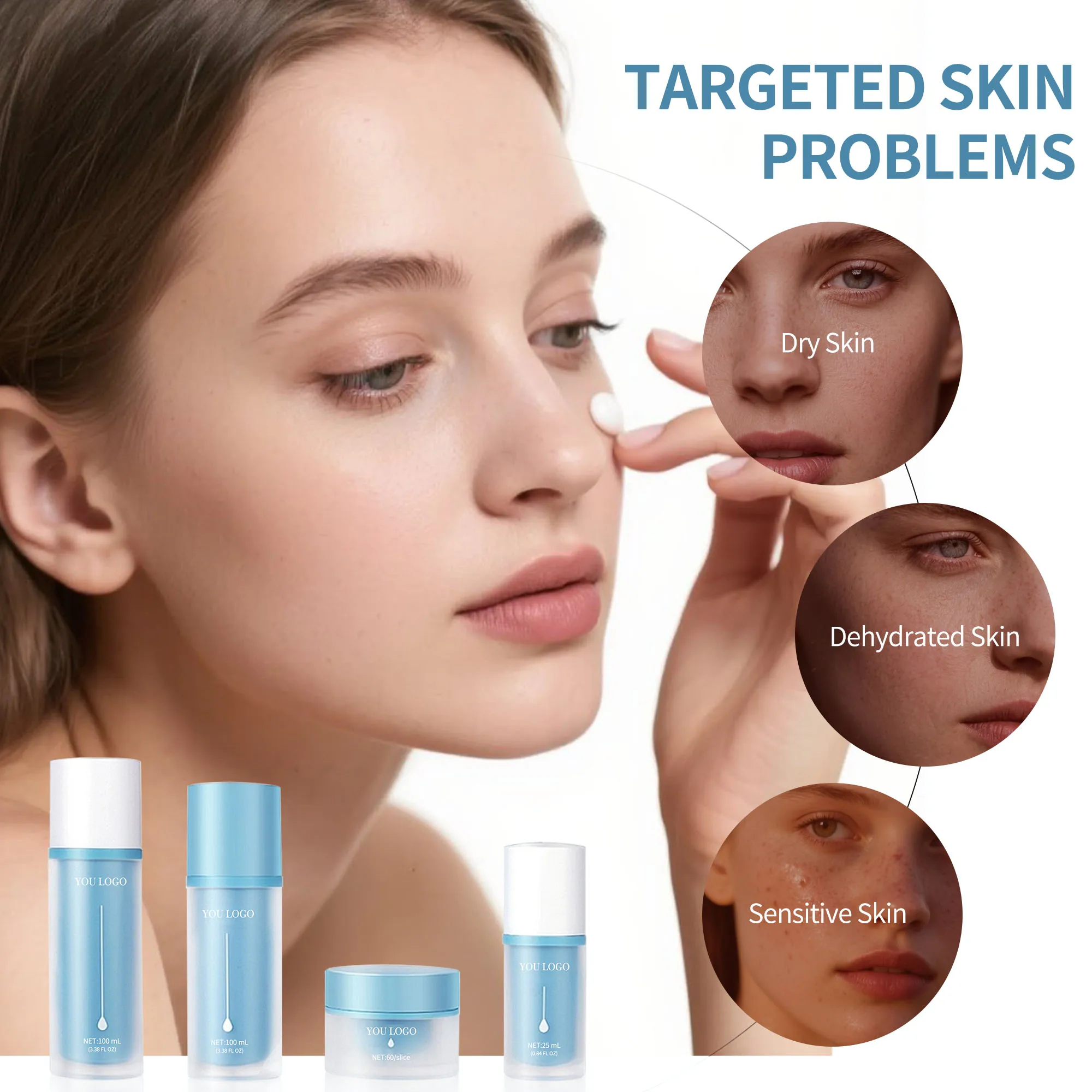 GMPC Factory Snail Eye Care Set Niacinamide Panthenol Hydrogel Patches Essence Cream Hyaluronic Acid Peptides MoCRA Ready