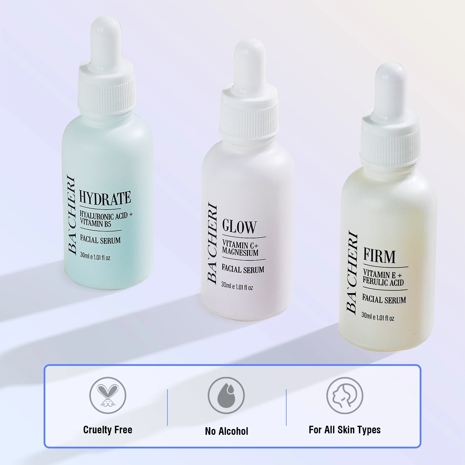 Skincare Face Serum Set Hyaluronic Acid Vitamin C Vitamin E Face Serum Brightening Hydrating Anti Aging Serum 3-pack for Face
