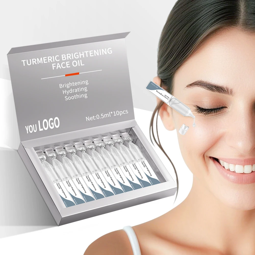 Turmeric Brightening Face Oil Glass Serun Vials for Dullness and Inflammation and Dryness Beauty Products Manufacturer