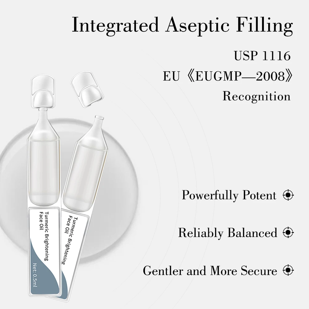Turmeric Brightening Face Oil Glass Serun Vials for Dullness and Inflammation and Dryness Beauty Products Manufacturer