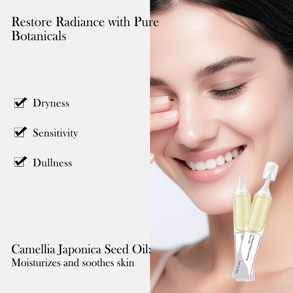OEM ODM Manufacturer Pure Botanicals Camellia Rejuvenating Soothes Skin Face Oil Serum Capsules for Dryness Sensitivity Dullness