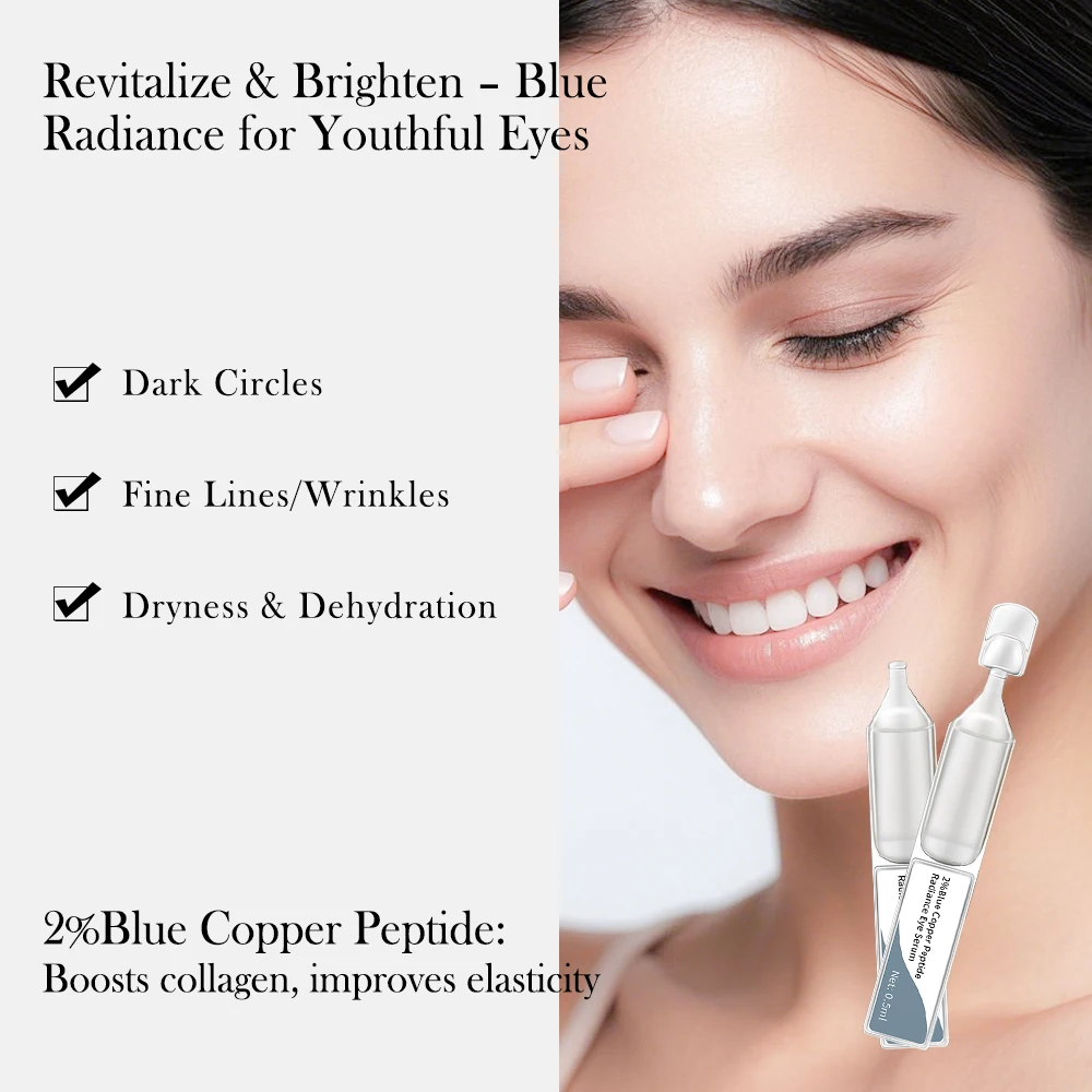 GMPC Factory 2% Blue Copper Peptide Radiance Eye Serum Capsules Age Defying Fine Line Smoothing Even Tone MoCRA Ready