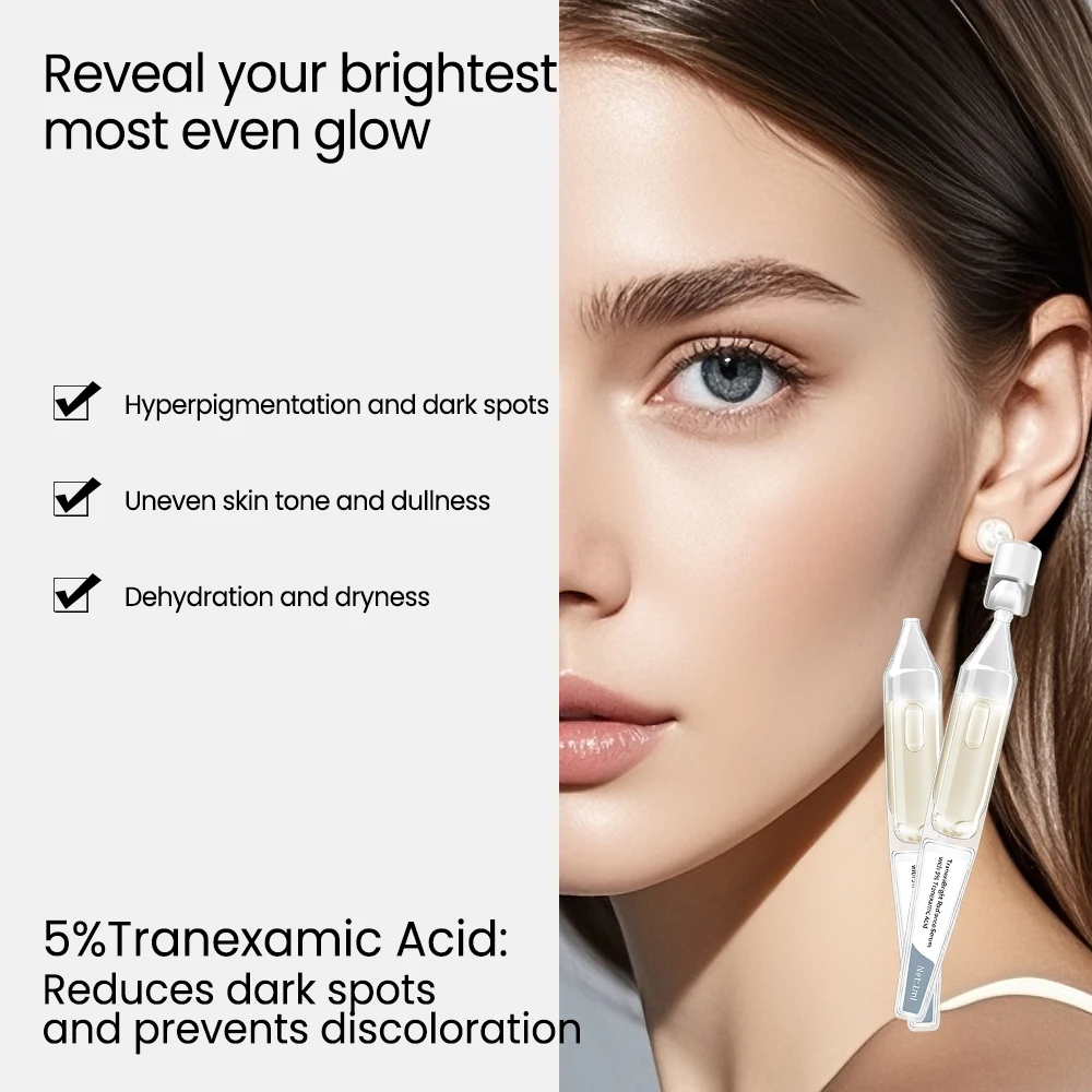 GMPC Factory 5% Tranexamic Acid Brightening Serum Gentle Sensitive Skin Aseptic Silicone Free Soothing Redness OEM MoCRA Ready