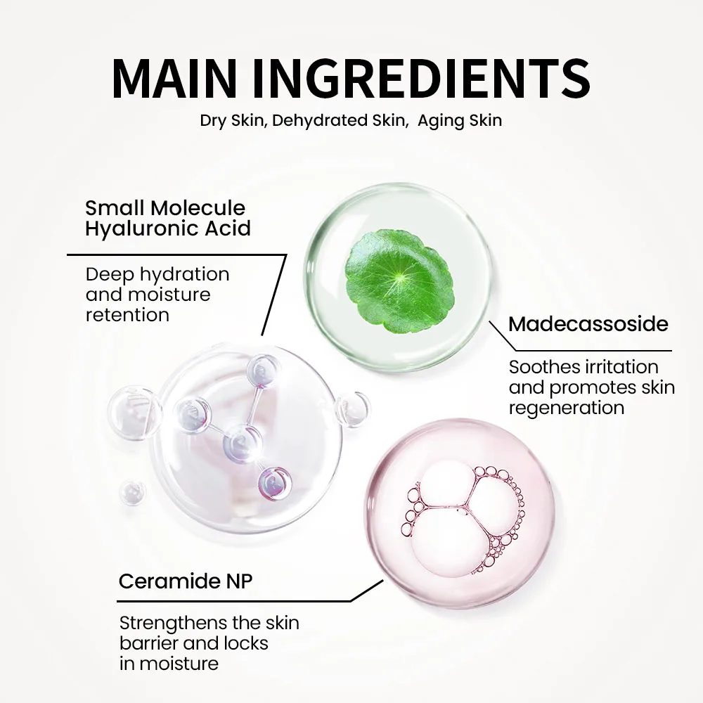 Small Molecule Hyaluronic Acid Liquid Face Serum for Fine Line and Intense Hydration Facial Moisturizer Visibly Plumped Skin