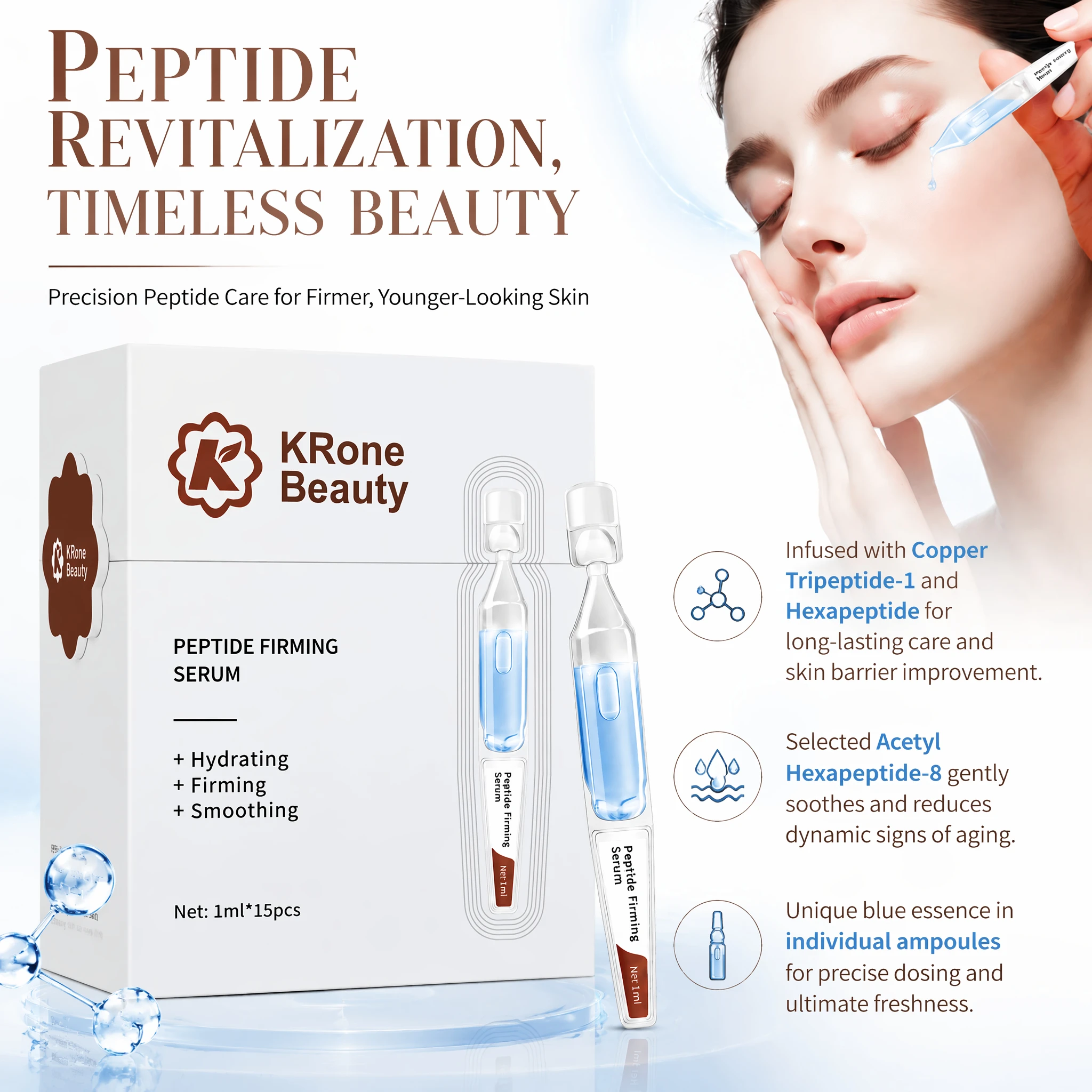 GMPC Factory Copper Peptide Multi Peptide Face Serum Age Defying Firming Deep Hydration Moisturizing MoCRA Ready