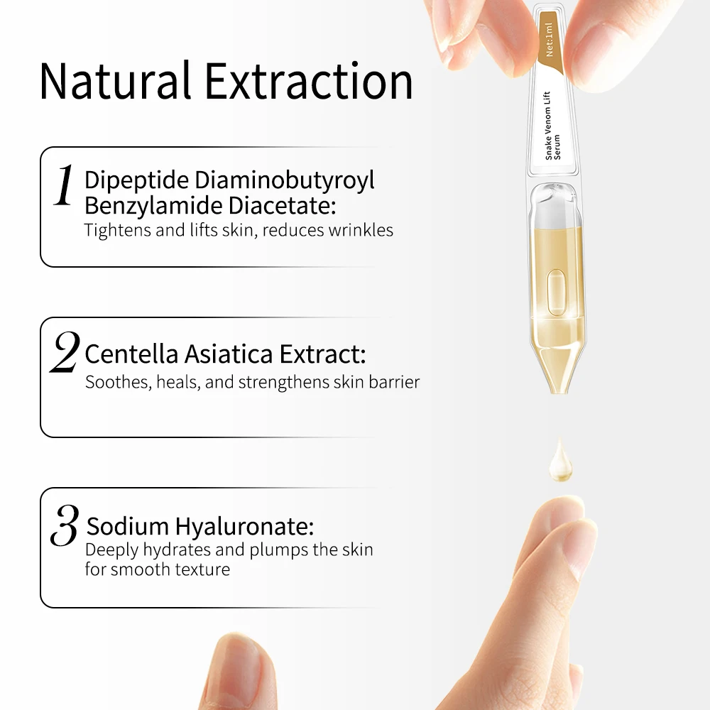 OEM/ODM Snake Venom Dipeptide Liquid Anti-Wrinkle Anti-Aging Lift Face Serum Daily Use Formula