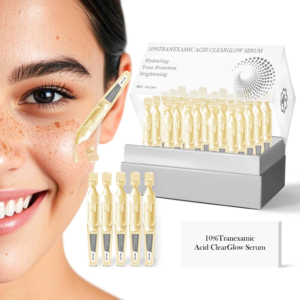 GMPC Factory 10% Tranexamic Acid ClearGlow Brightening Face Serum Hyaluronic Acid Hydrating Sun Exposure Care MoCRA Ready