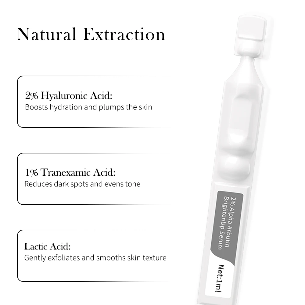 GMPC Factory 2% Alpha Arbutin Ferulic Acid Brightening Anti Aging Hydrating Face Serum OEM Wholesale MoCRA Ready