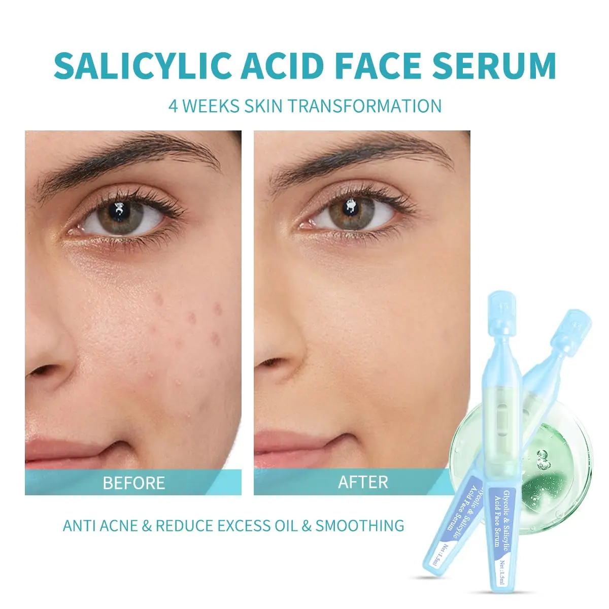 AHA BHA Exfoliating Facial Serum Capsules Salicylic Acid for Hydrating Smoothing Anti-Aging Skin Care Paraben-Free OEM/ODM