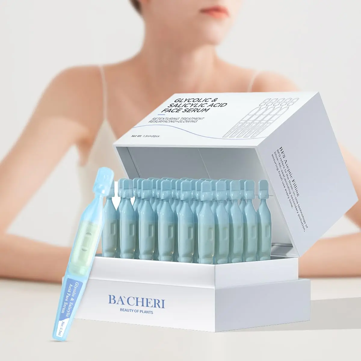 AHA BHA Exfoliating Facial Serum Capsules Salicylic Acid for Hydrating Smoothing Anti-Aging Skin Care Paraben-Free OEM/ODM