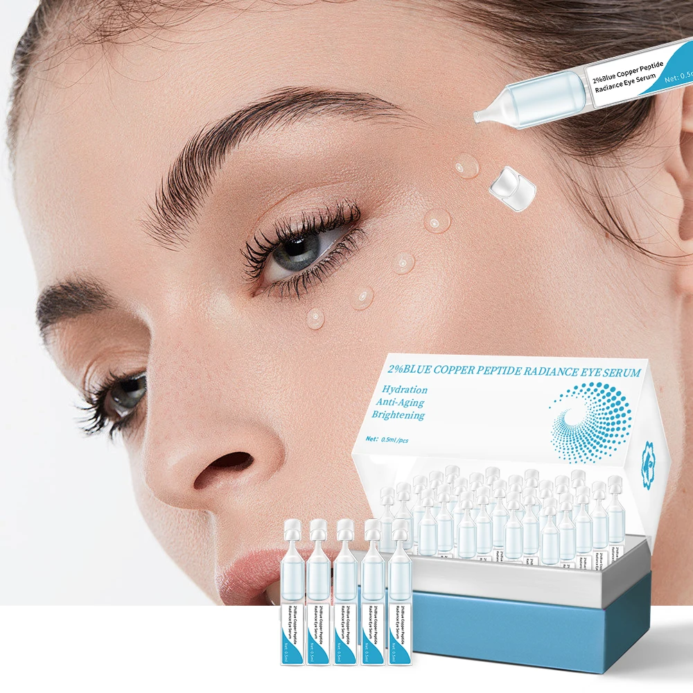 2% Blue Copper Peptide Radiance Anti-Aging Eye Serum Niacinamide Brightening Aloe Vera Hydrating Fine Wrinkles for All Skin