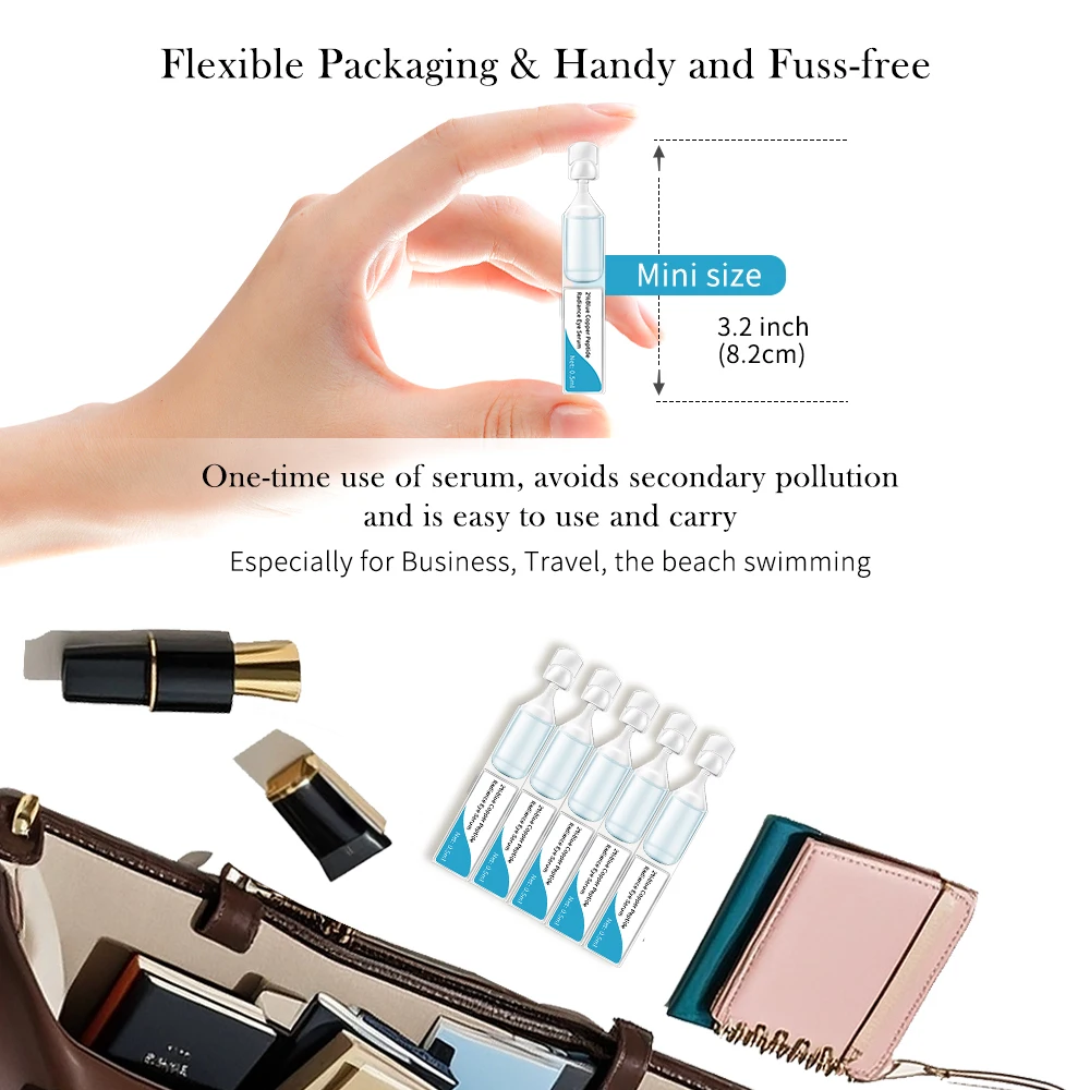 2% Blue Copper Peptide Radiance Anti-Aging Eye Serum Niacinamide Brightening Aloe Vera Hydrating Fine Wrinkles for All Skin