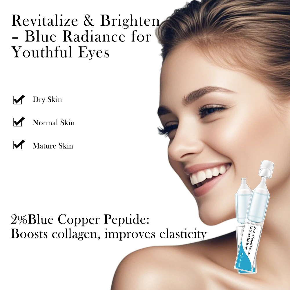 2% Blue Copper Peptide Radiance Anti-Aging Eye Serum Niacinamide Brightening Aloe Vera Hydrating Fine Wrinkles for All Skin