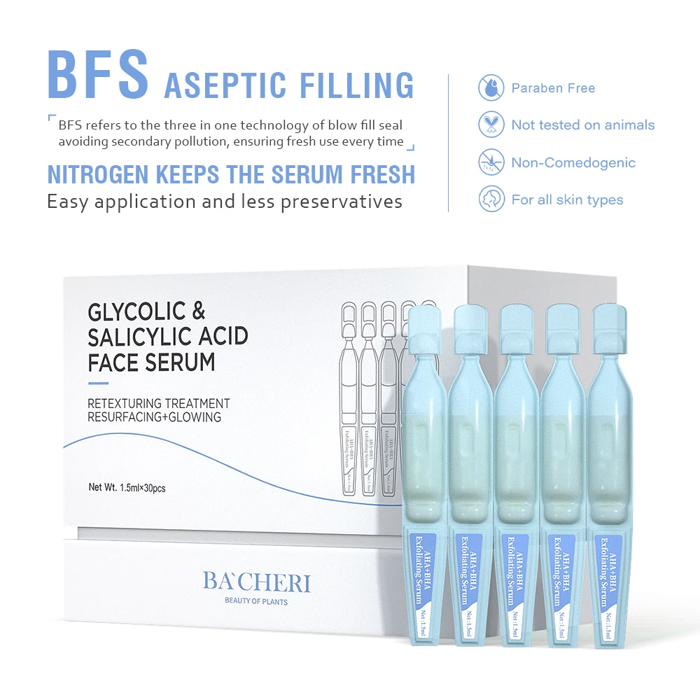 OEM ODM Skin Care Facial Exfoliating Pores Shrinking Oil Control Acne Mandelic Glycolic Salicylic Acid Ampoule Serum