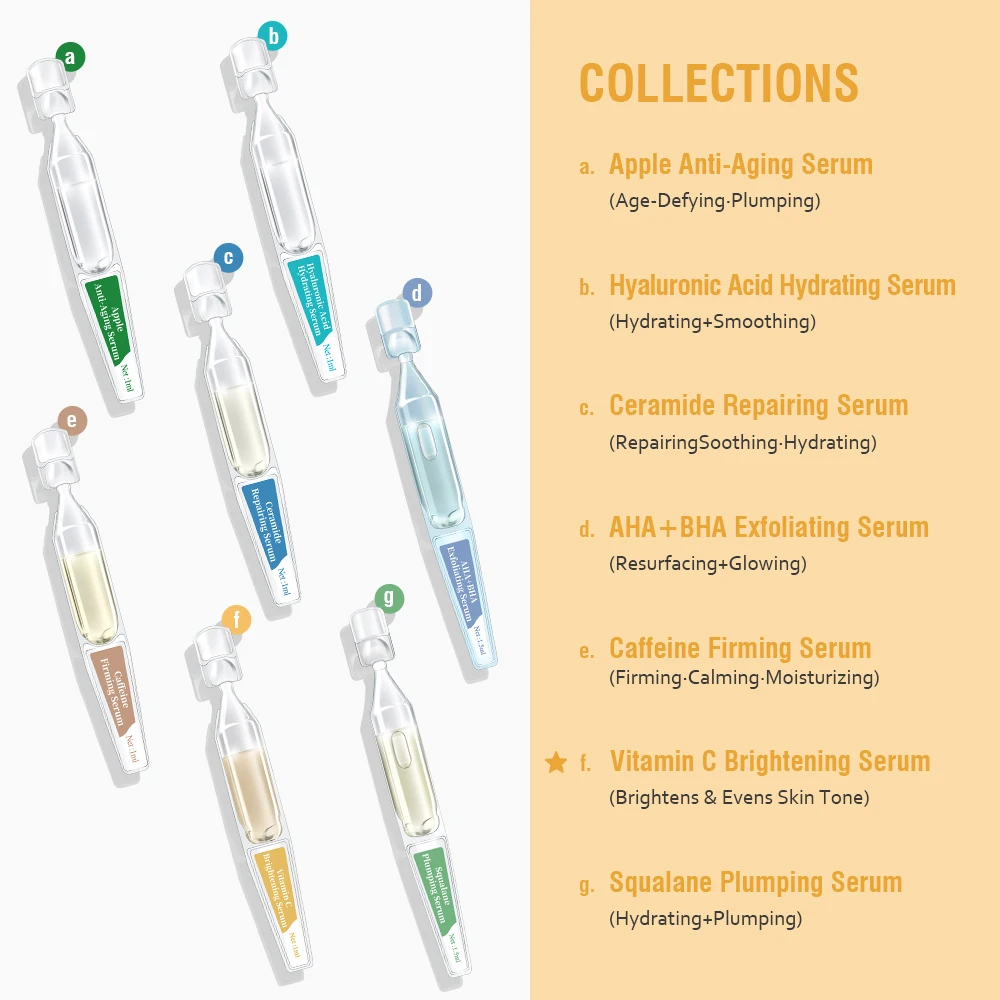 Kongrong OEM Custom BFS Safe Skincare Whitening Brightening Vitamin C Dark Spot Freckle Arbutin Face Care Facial Ampoules Serum