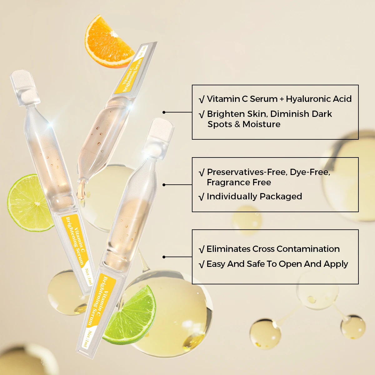Custom Deep Moisturizing Brightening Whitening Pore Shrinking Dark Spot Skin Care Vitamin C Alpha Arbutin Hyaluronic Acid Liquid